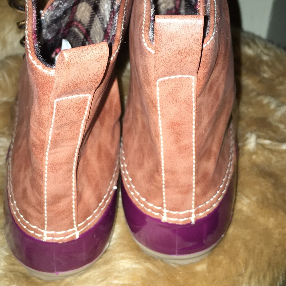 Yoki Brown and Purple Ankle Boots - Picture 4 of 5